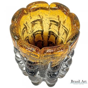 Vaso De Vidro Italy Âmbar e Marrom
