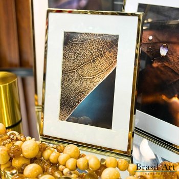 Porta-Retrato Clássico Inox Dourado 10x15cm - Moldura Decorativa Moderna