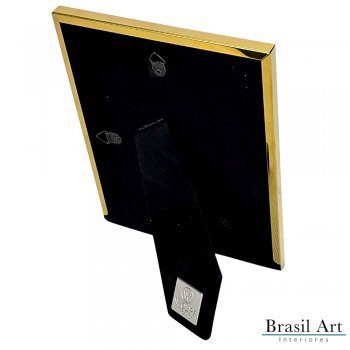 Porta-Retrato Clássico Inox Dourado 10x15cm - Moldura Decorativa Moderna