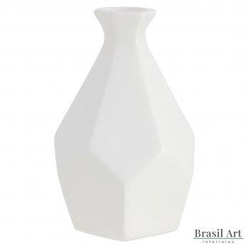 Vaso Decorativo Solitário Pedra Grande em Cerâmica Off White