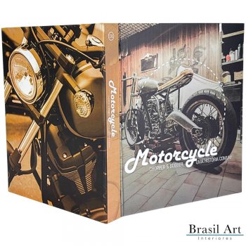 Livro Caixa Decorativo Motorcycle G – Decoração Temática Biker, Elegância e Organização Prática