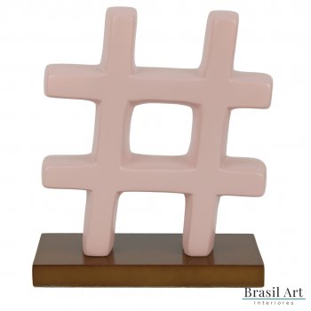 Hashtag Decorativa em Cerâmica Rose
