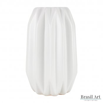 Vaso Decorativo Losango Médio em Cerâmica Off White
