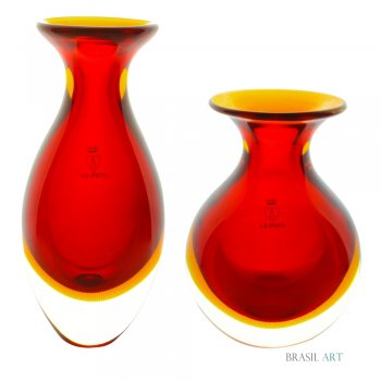 Conjunto de Mini Vasos Vermelho em Cristal Murano