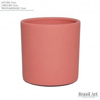 Vaso Decorativo Redondo com Suporte em Cerâmica Rosa