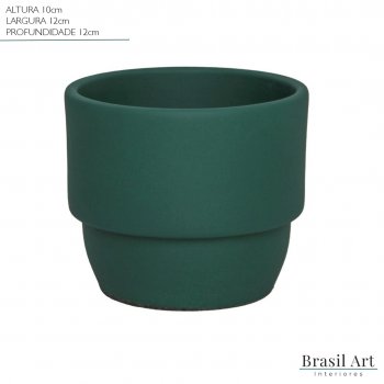 Vaso Decorativo Pequeno com Suporte em Cerâmica Verde Musgo