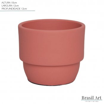 Vaso Decorativo Pequeno com Suporte em Cerâmica Rosa