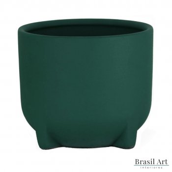 Vaso Decorativo Médio em Cerâmica Verde Musgo