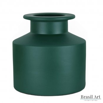 Vaso Decorativo Baixo em Cerâmica Verde Musgo