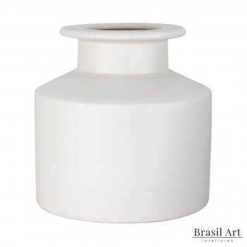 Vaso Decorativo Baixo em Cerâmica Off White