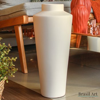 Vaso Decorativo de Chão em Cerâmica Off White