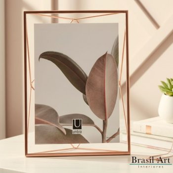 Porta-Retrato Prisma Rose 20x25cm - Moldura Geométrica de Luxo para Decoração Moderna