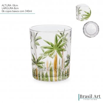 Conjunto de 06 Copos Baixos Palm Tree 340ml