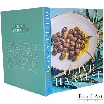 Livro Caixa Decorativo Olive Harvest G – Peça Decorativa Sofisticada para Organização e Ambientes Gourmet