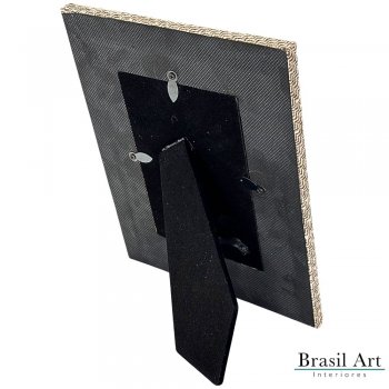 Porta-Retrato Decorativo Mesclado Bege 10x15cm – Moldura Elegante com Acabamento em Camurça Bege e Marrom