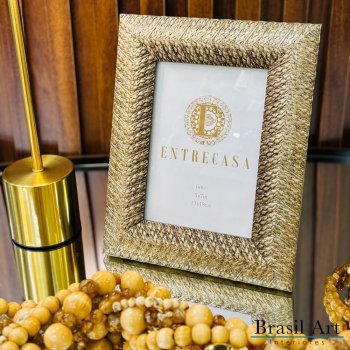 Porta-Retrato Decorativo com Textura Ouro Velho 13x18cm – Moldura Sofisticada para Decoração de Interiores