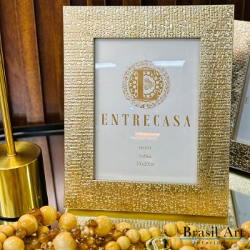 Porta-Retrato Decorativo Ouro 15x20cm – Moldura Elegante e Sofisticada para Decoração