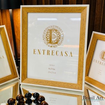 Porta-Retrato Bicolor Caramelo 20x25cm – Moldura Decorativa Moderna e Sofisticada para Decoração de Interiores