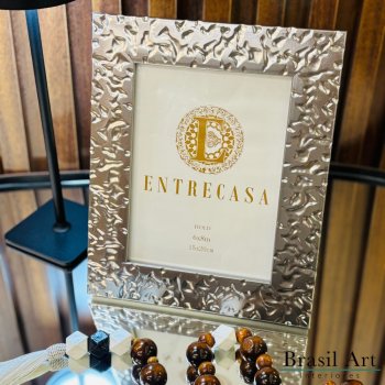 Porta-Retrato Decorativo com Textura Prata 15x20cm – Moldura Moderna e Sofisticada para Decoração