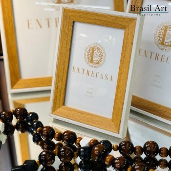 Porta-Retrato Bicolor Caramelo 10x15cm – Moldura Decorativa Moderna e Sofisticada para Decoração de Interiores