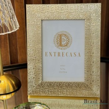 Porta-Retrato Decorativo Ouro 13x18cm – Moldura Elegante e Sofisticada para Decoração