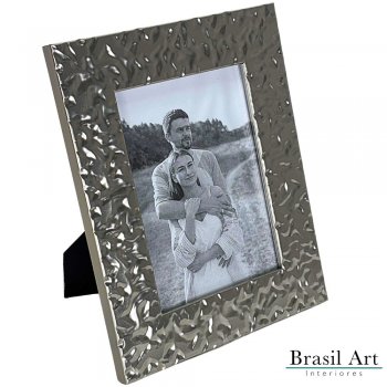 Porta-Retrato Decorativo com Textura Prata 13x18cm – Moldura Moderna e Sofisticada para Decoração