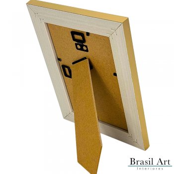 Porta-Retrato Dourado Texturizado Bege 10x15cm - Moldura Decorativa Moderna