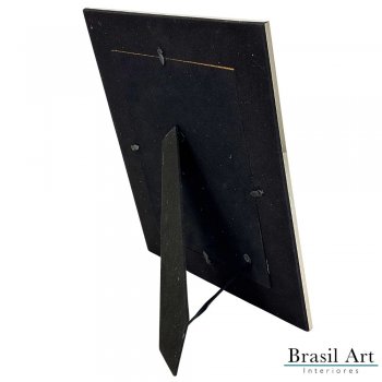 Porta-Retrato Linho Bege e Prata 20x25cm - Moldura Decorativa Luxo