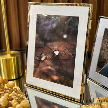 Porta-Retrato Clássico Inox Dourado 15x20cm - Moldura Decorativa Moderna